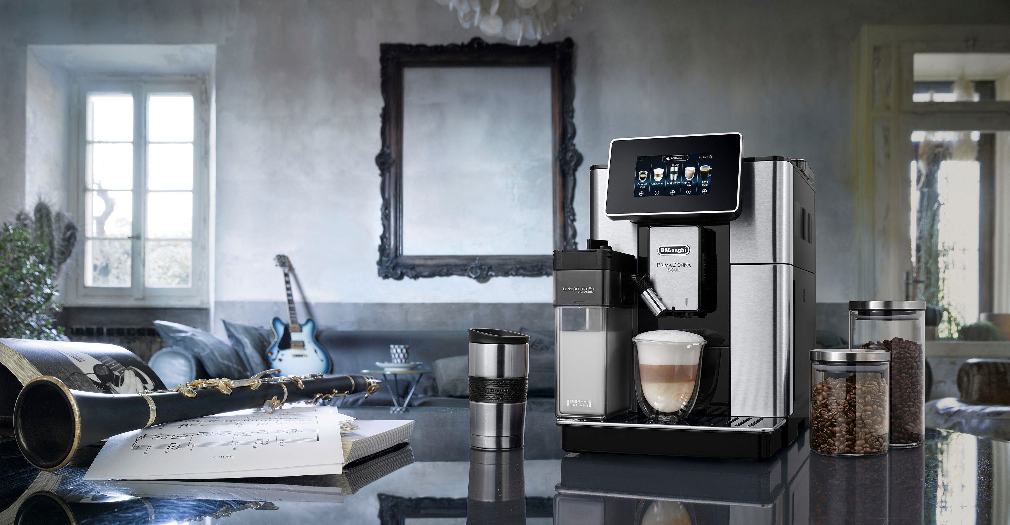De'Longhi Kaffeevollautomat PrimaDonna Soul ECAM 610.75.MB, inkl. Kaffeekanne im Wert von UVP € 29,99 + Gläser-Set UVP € 46,90