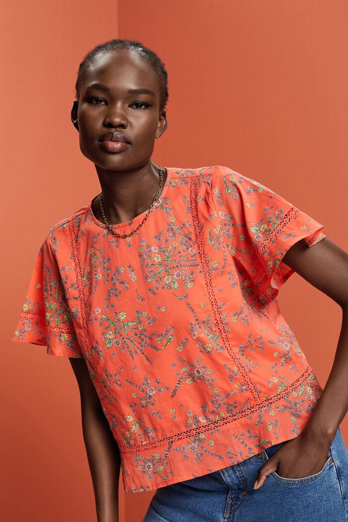 Bluse mit Print, 100% Baumwolle