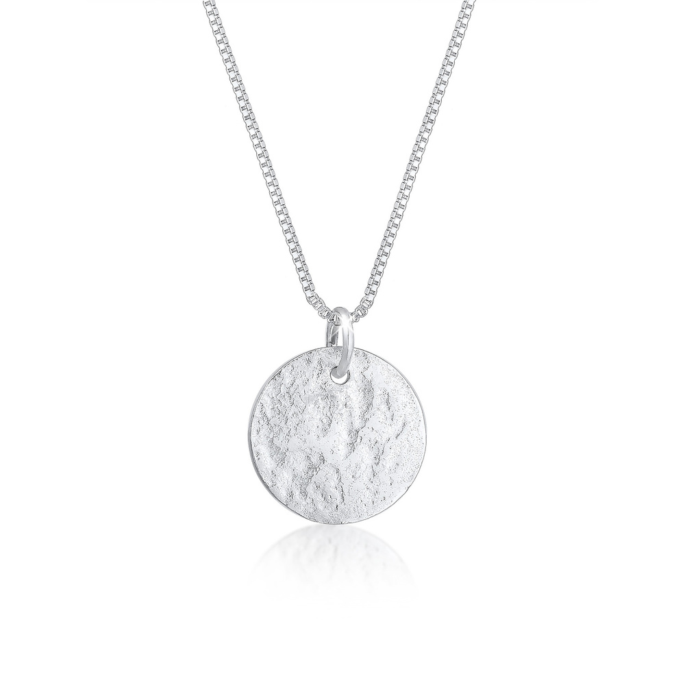Elli Elli Collier Femmes Pendentif Plaquette Martelé en Argent Sterling 925 Bijoux