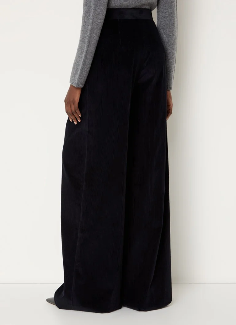 Pantaloni din catifea reiată cu talie înaltă MaxMara