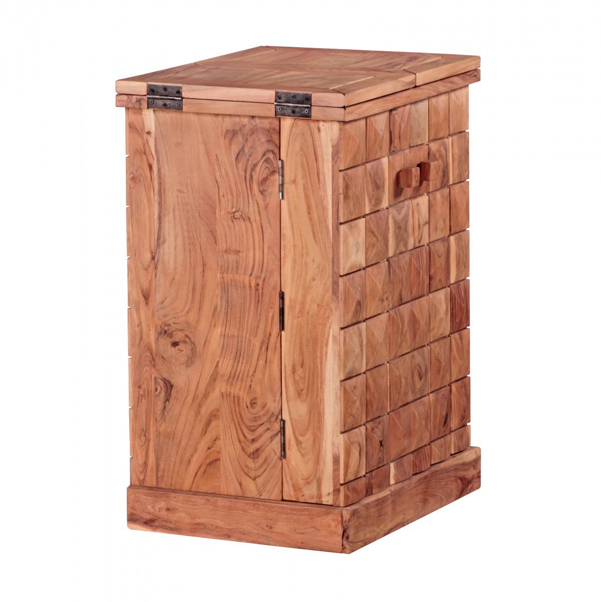 Wohnling Hausbar Massivholz Akazie Weinbar ausklappbar Vitrine Landhausstil Barschrank Aufbewahrung Flaschen Gläser