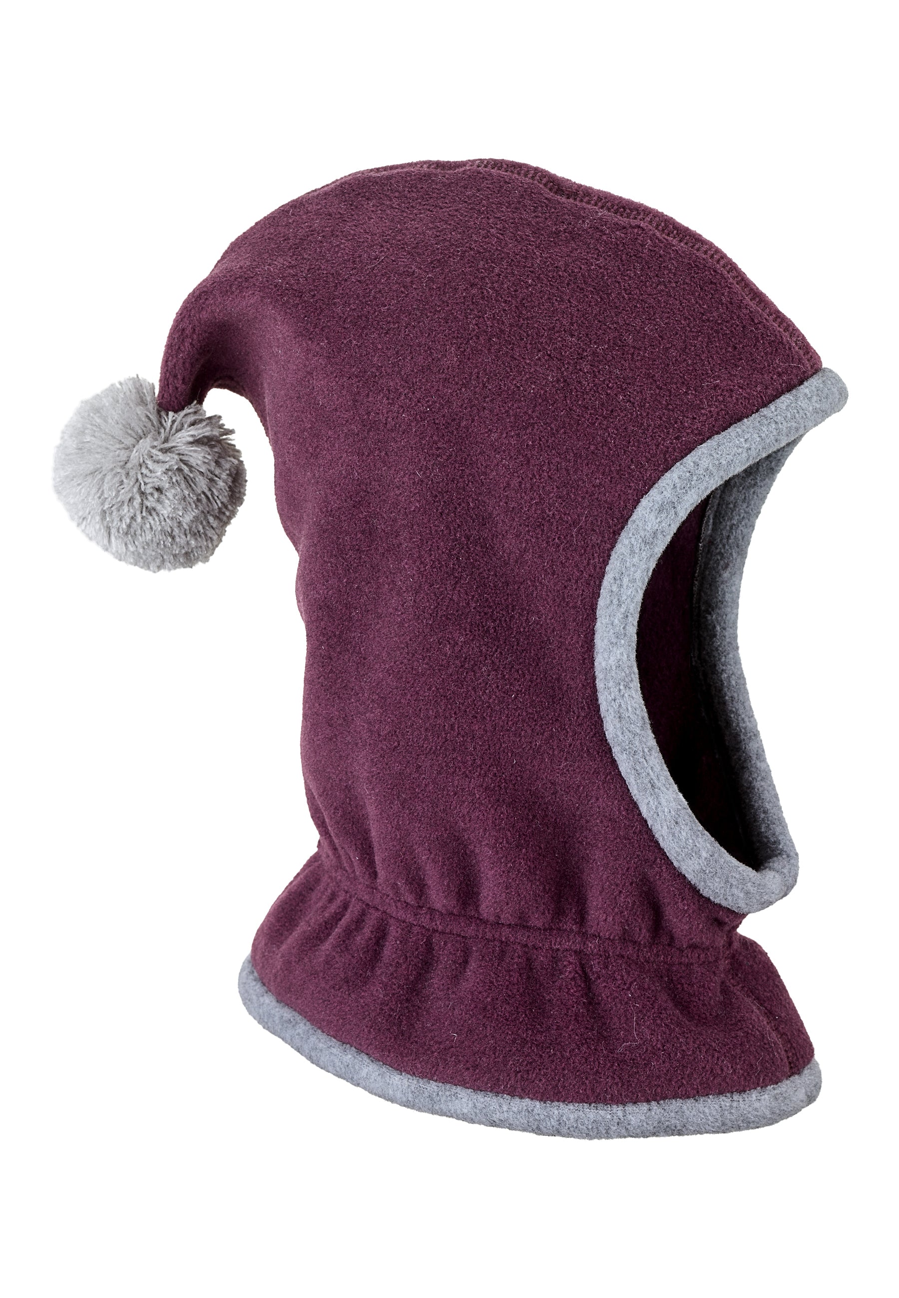 Schalmütze aus Fleece mit Zipfel und Bommel