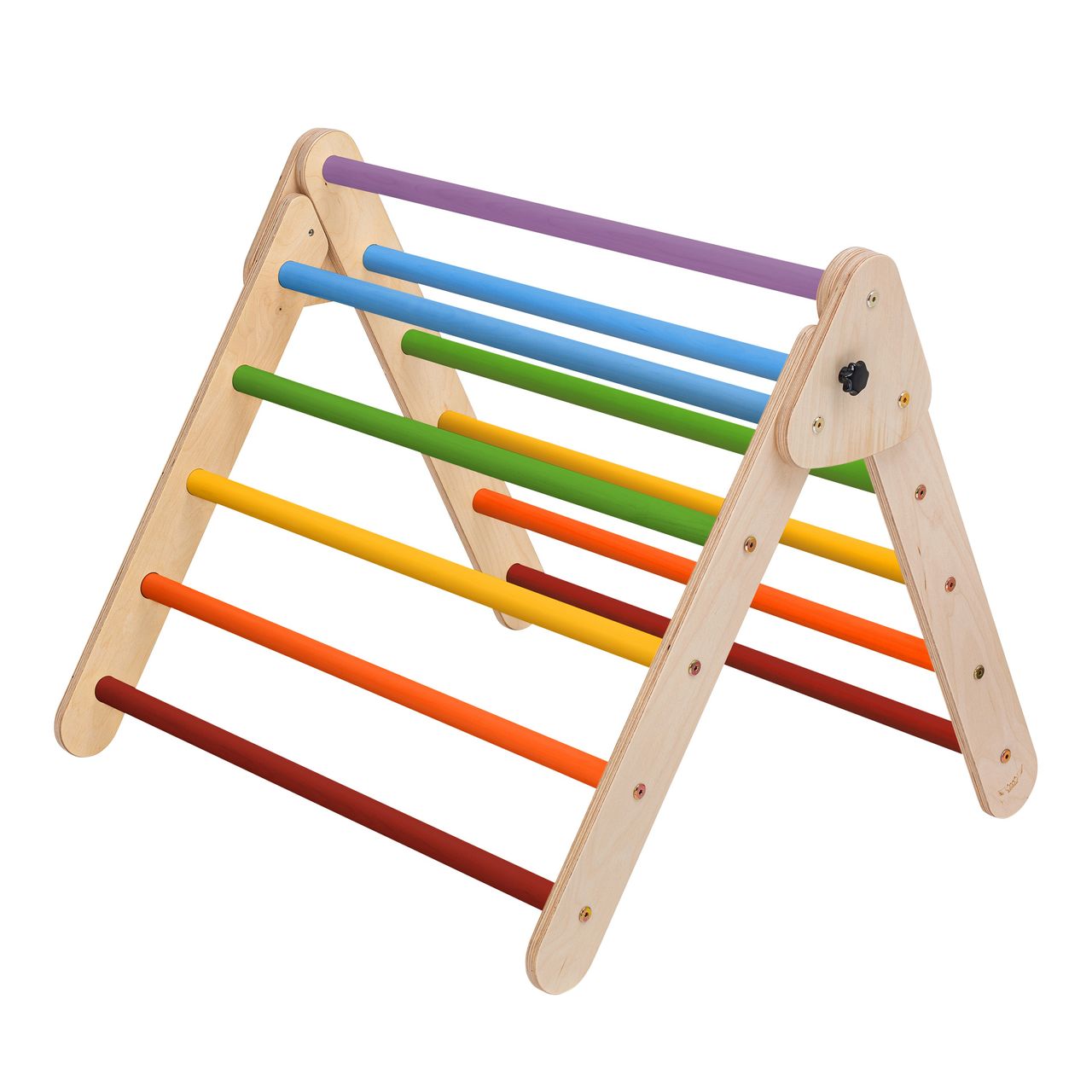 KateHaa Kletterdreieck mit Kletterwand aus Holz - Regenbogen