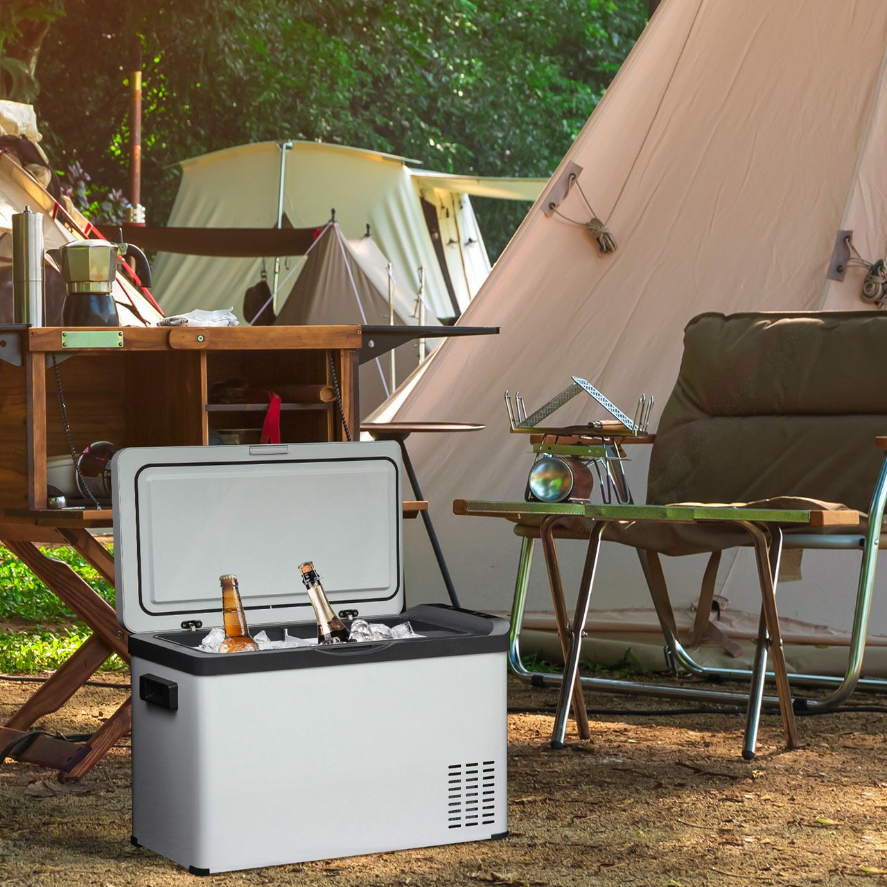 Outsunny Kühlbox Auto 30L mit LCD-Anzeige Autokühlschrank elektrisch Boot