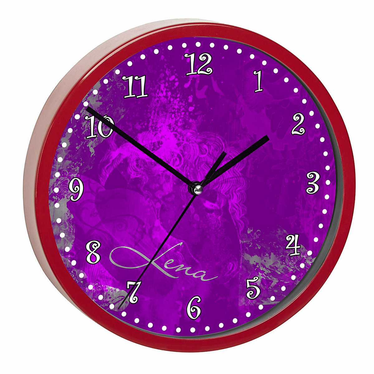 Kinder Wanduhr personalisiert mit Name Traum Lila