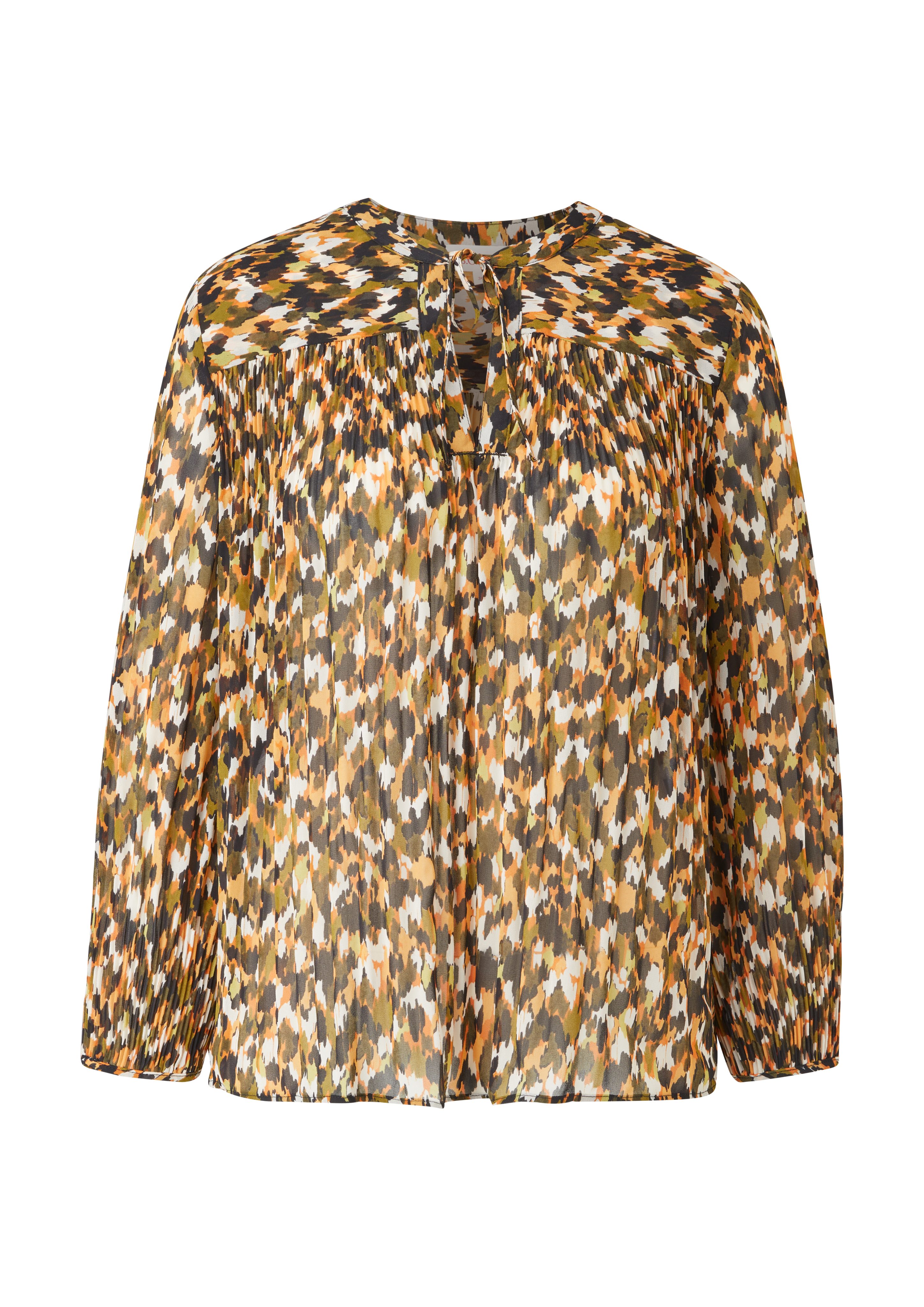 s.Oliver Langarmbluse Bluse mit Allovermuster Raffung