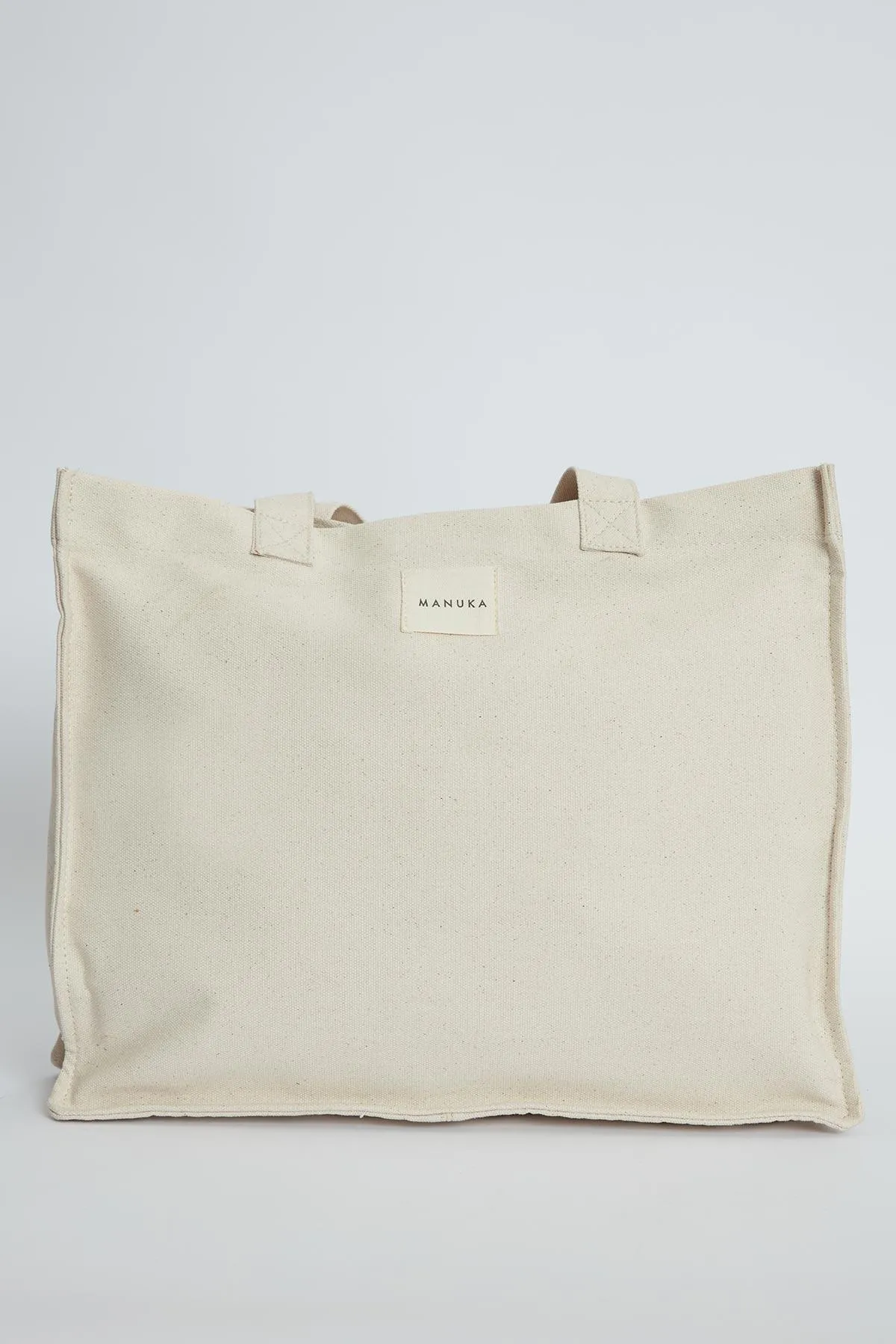Manuka  Gestickte Shoper-Canvas-Tasche Natur