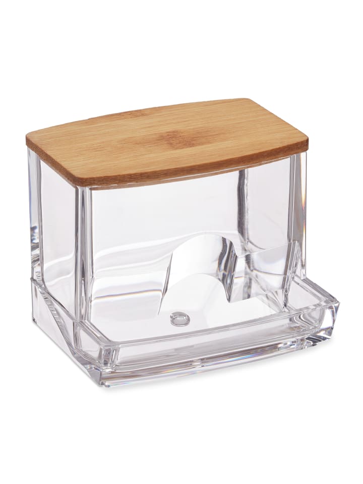 relaxdays Wattestäbchen Aufbewahrung in Transparent/ Natur günstig kaufen onesize