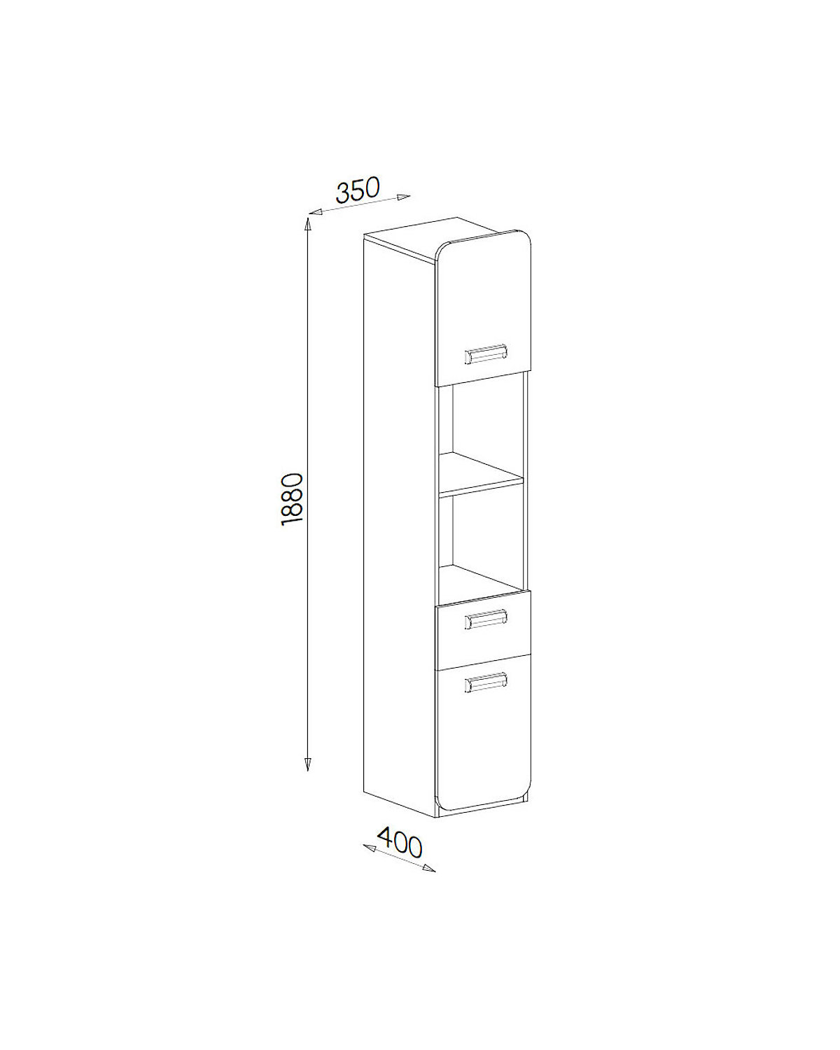 Stauraumschrank Kleiderschrank Loreto 35x40x188cm 2-türig Farbe wählbar