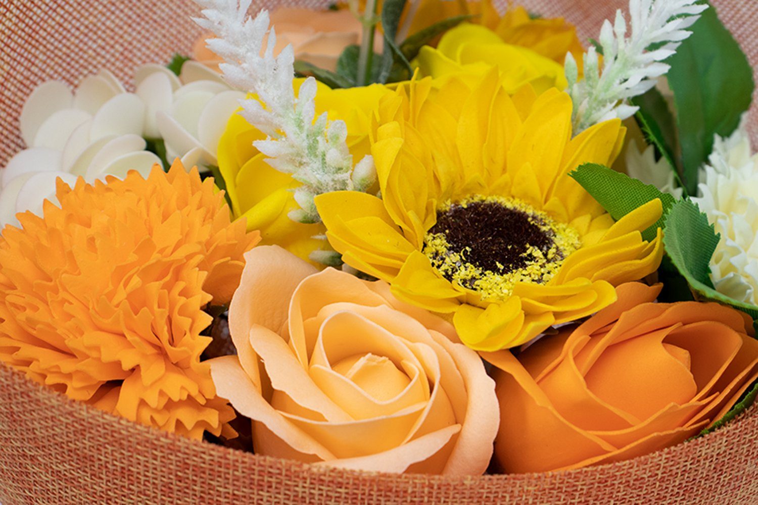 Seifen-Set Seifenblumen Bouquet Blumenstrauß Sommer Orange