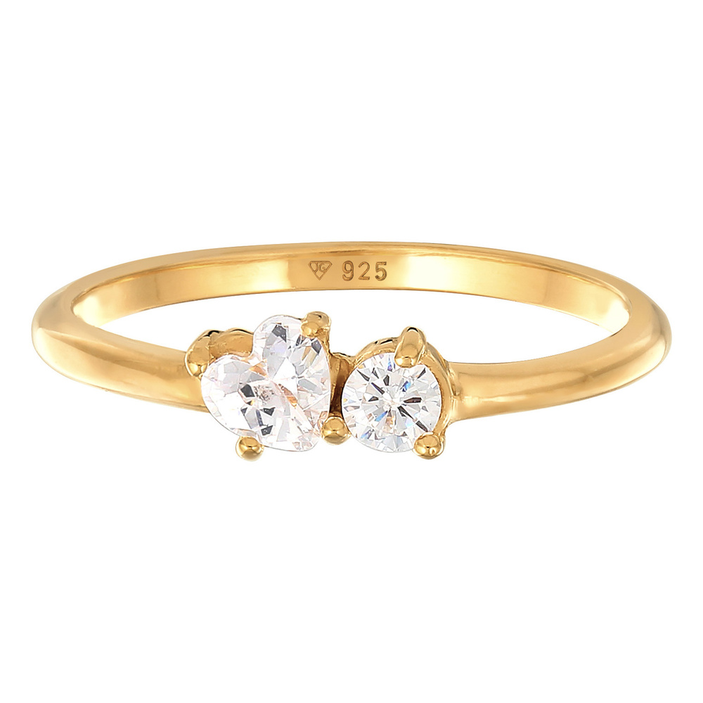 Elli Elli Bague Bague de fiançailles pour femmes Cœur avec cristaux zirconium en argen Bague