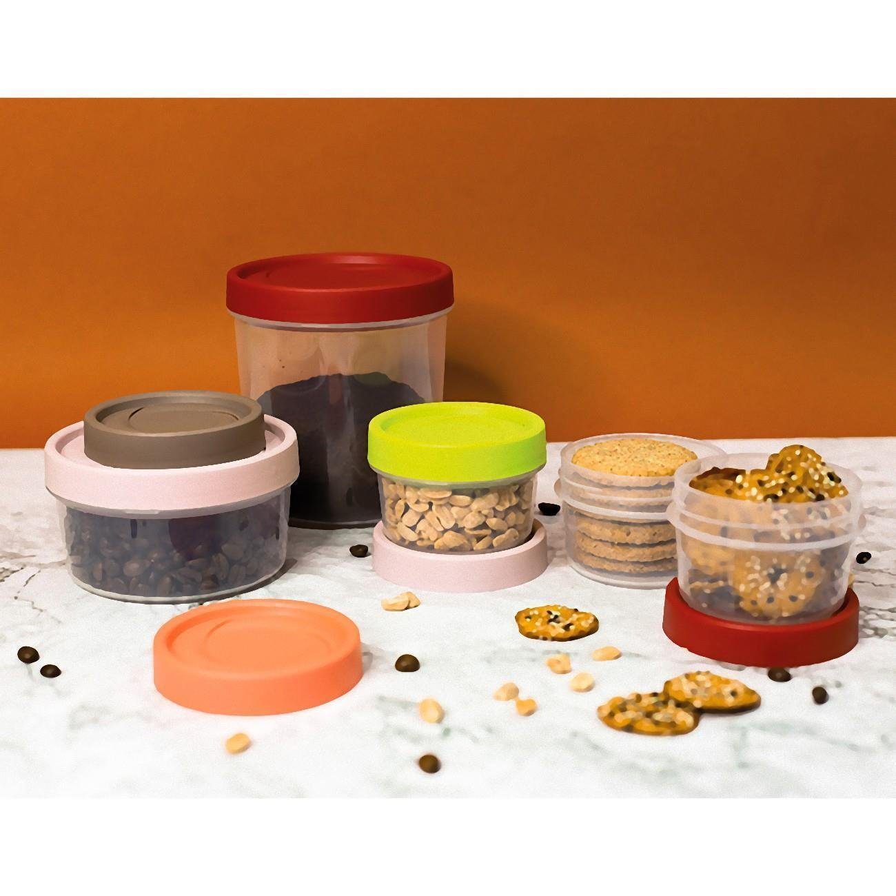 Engelland Vorratsdose Gewürzdosen Set mit Schraubdeckel, Kunststoff, Kunststoff, (Vorteils-Set, 3-tlg., stapelbar), Plastikdose, BPA-frei, lebensmittelecht, rund