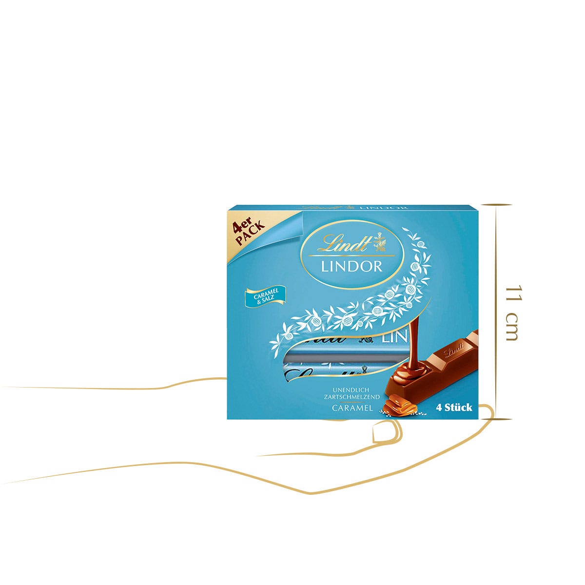 LINDOR Stick Multipack Caramel & Salz, 4 x 25g