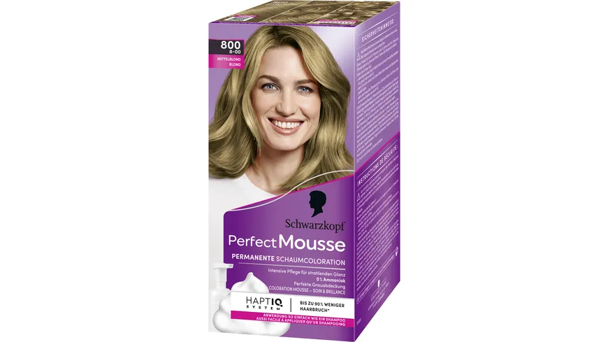 Schwarzkopf Perfect Mousse Permanente Schaumcoloration 800 8-00 - mittelblond