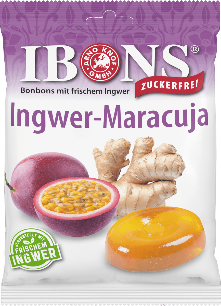 Bonbon, Ingwer-Maracuja, zuckerfrei, 75 g