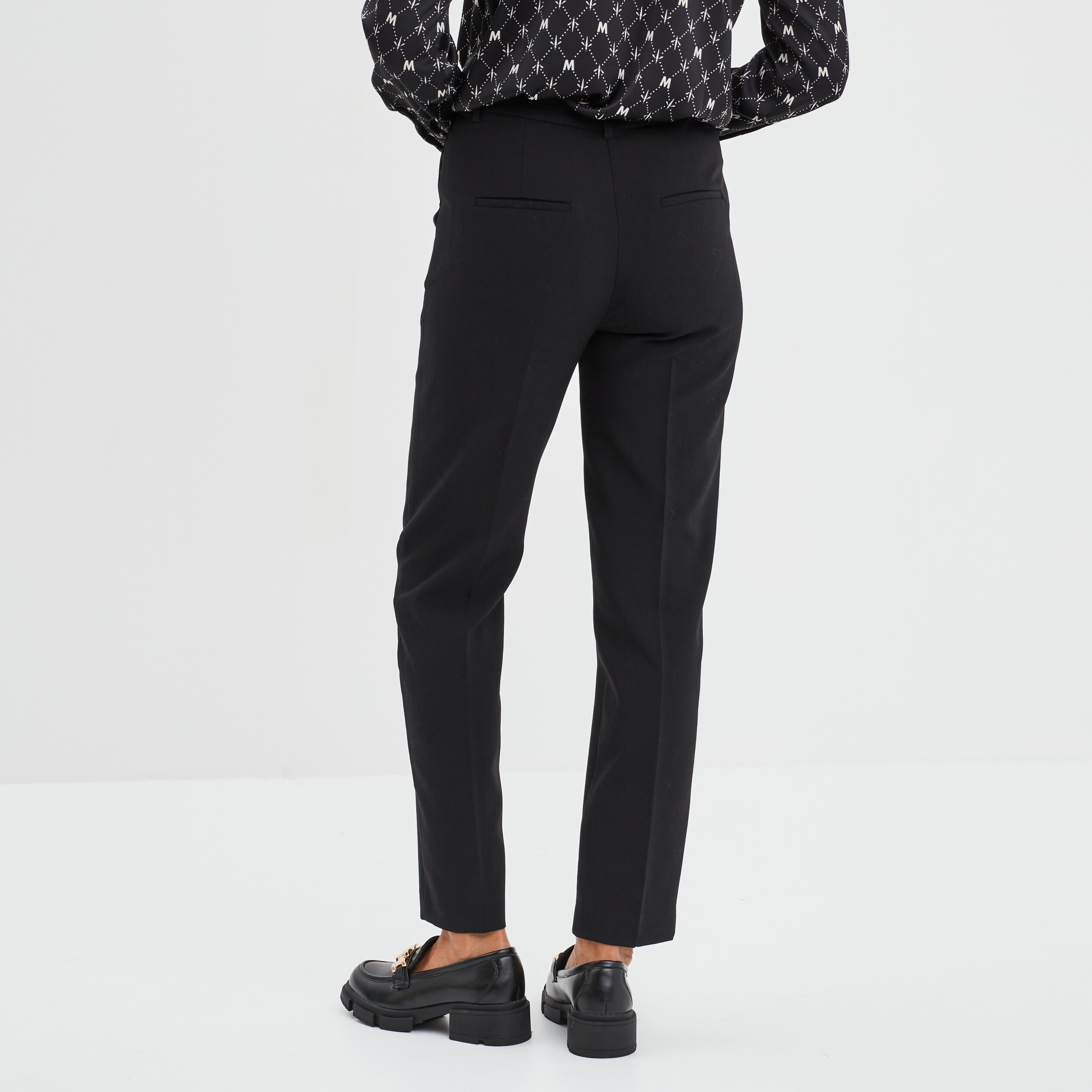 Pantalon city droit à pinces noir femme | La Halle