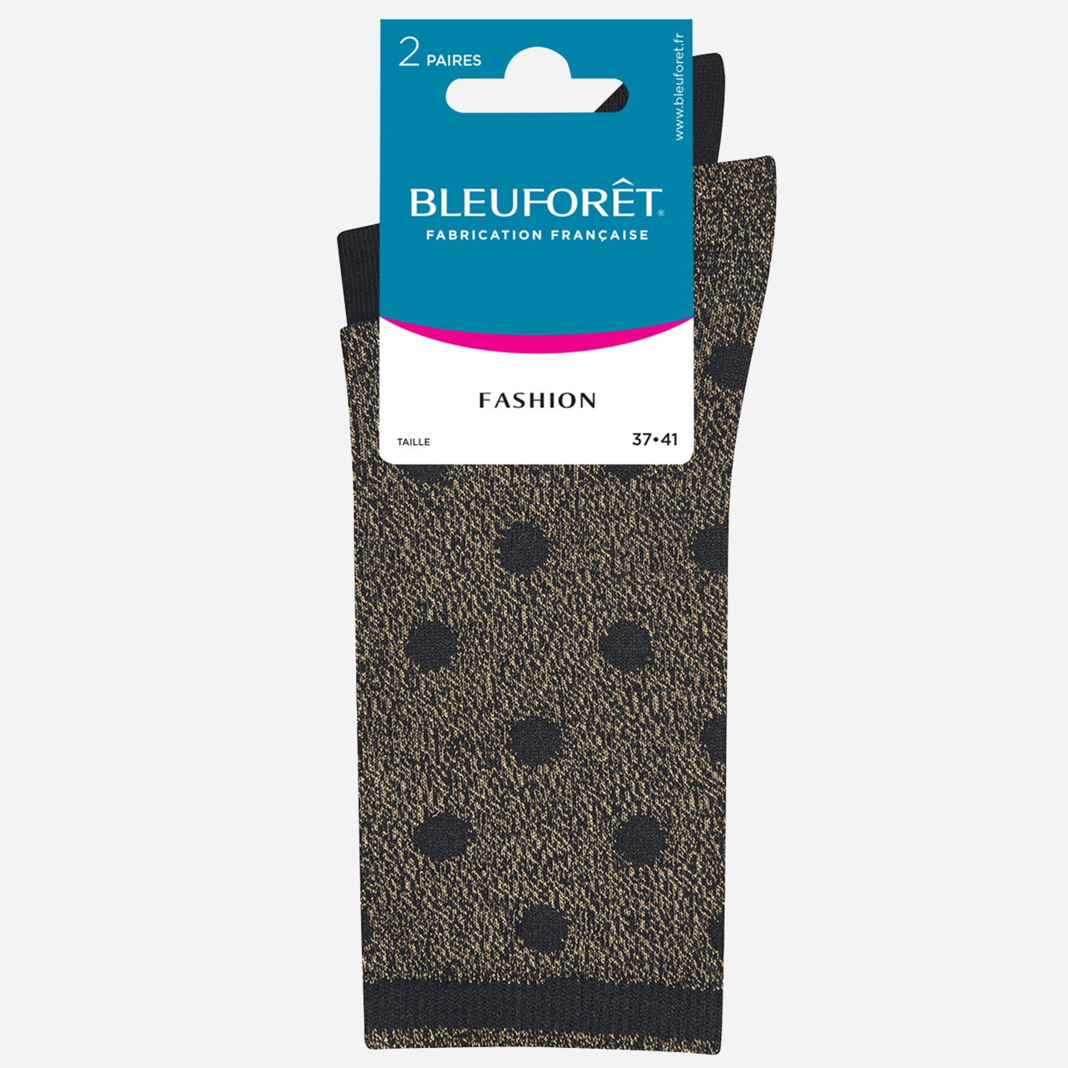 2 paires de chaussettes BLEUFORET or et noir - 37/41
