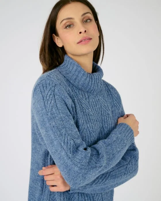Pull col roulé maille chinée Thermolactyl