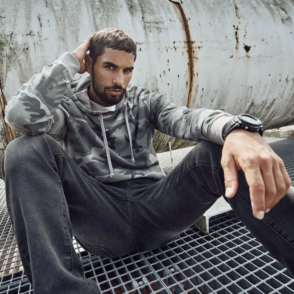 Brandit Sweathoodie grey camo