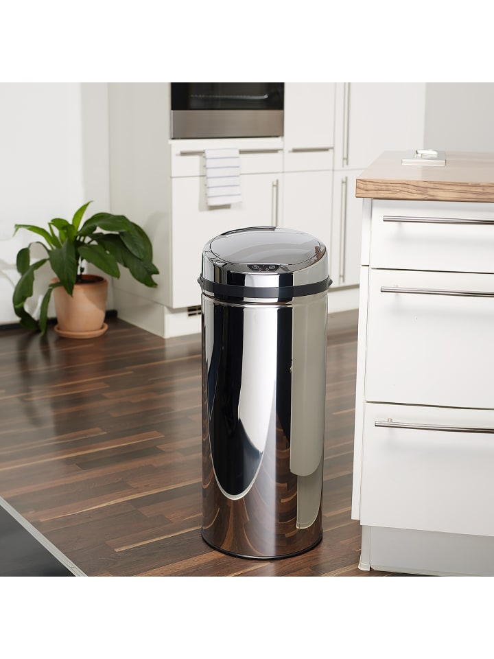 Echtwerk Edelstahl Abfalleimer mit Sensor 42 l in Silber günstig kaufen onesize