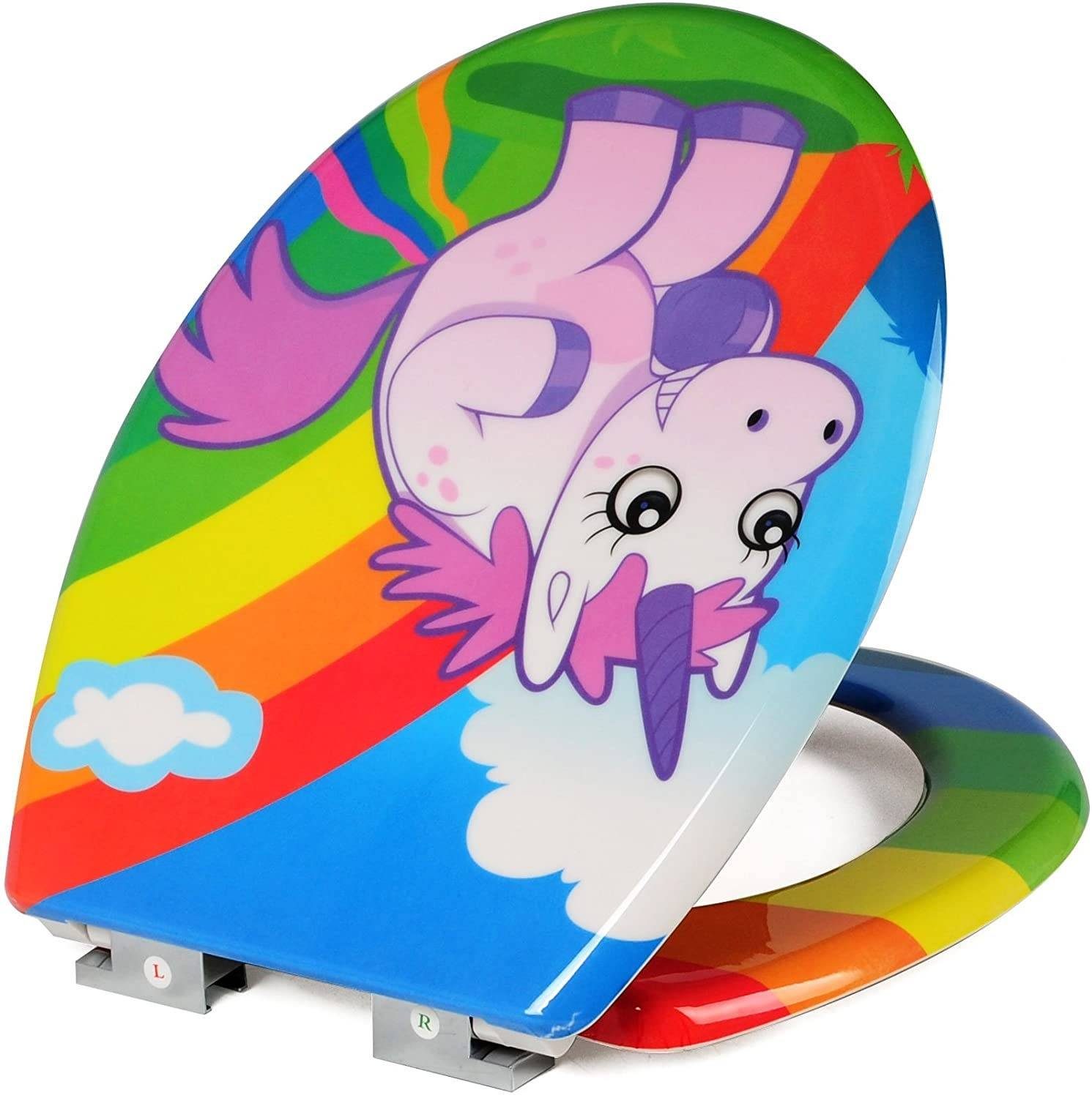 EUGAD WC-Sitz (1-St), mit Absenkautomatik Einhorn, aus Duroplast Oval