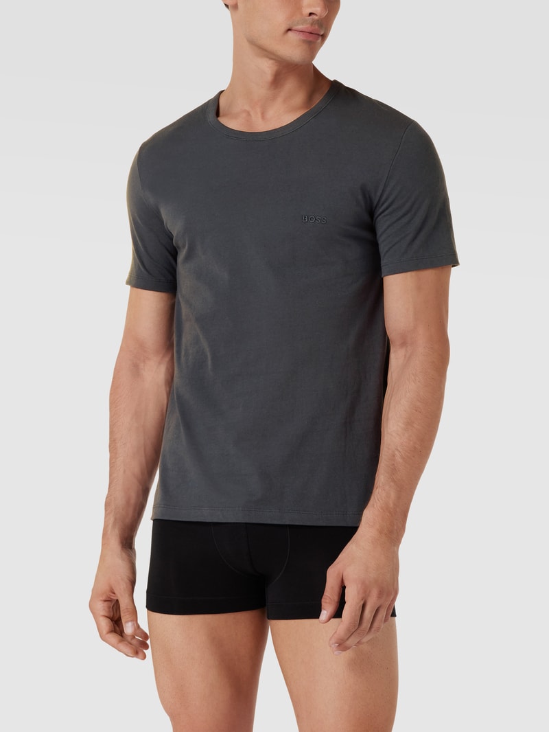 T-Shirt mit Label-Stitching im 3er-Pack Modell 'Classic' in dunkelgrau meliert