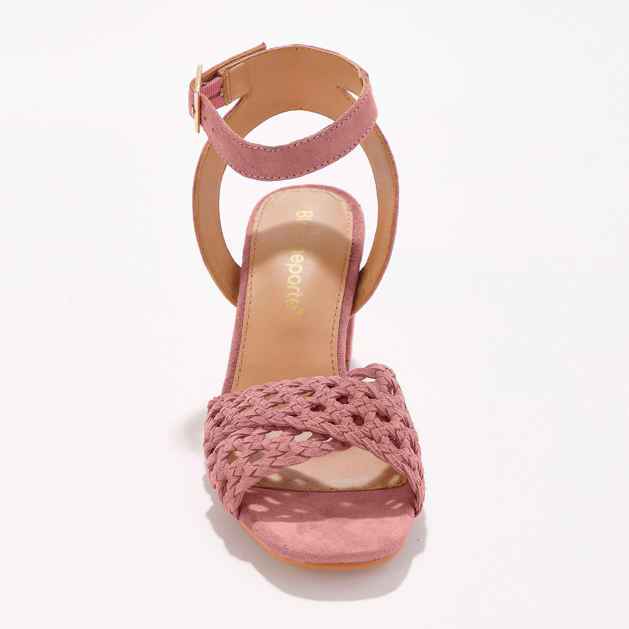 Sandales à brides en cuir tressé à talon