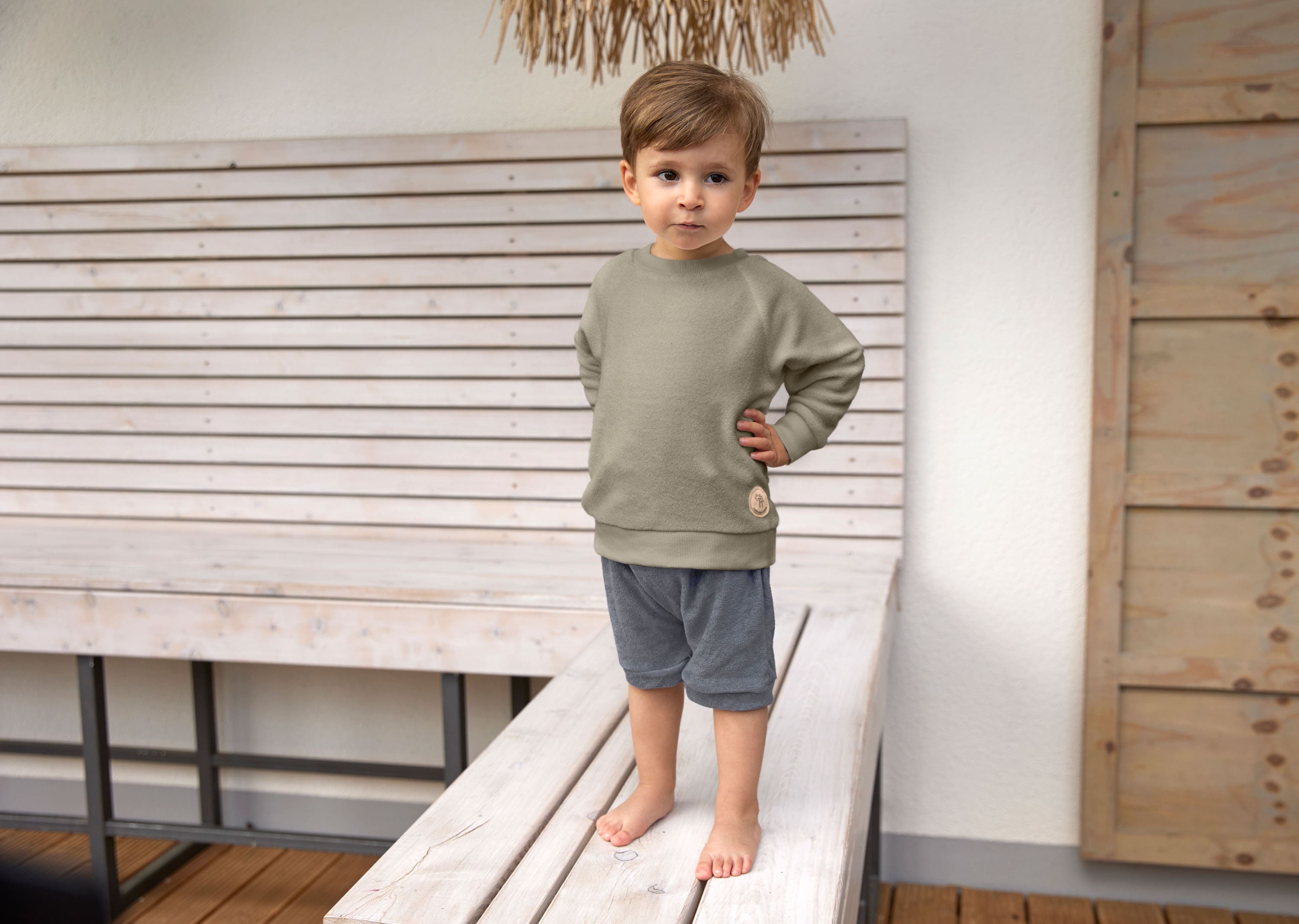 Frottee Sweater Kinder, Oliv