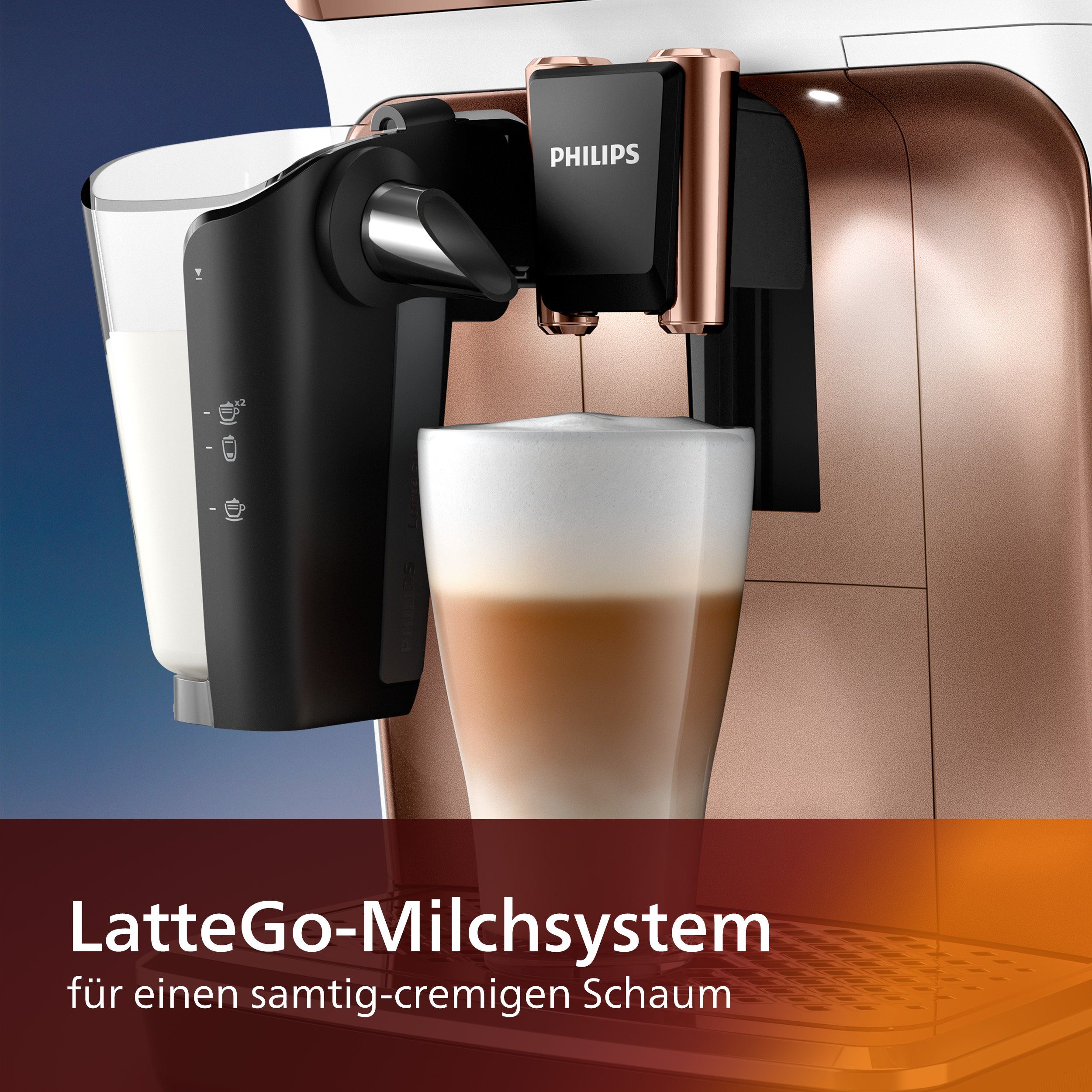 Philips Kaffeevollautomat EP5443/70 5400 Series, 12 Kaffeespezialitäten, mit LatteGo-Milchsystem und TFT-Display
