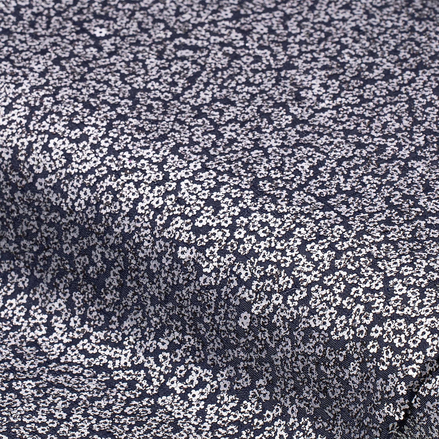 Blusenstoff mit Pailletten, blau-silber