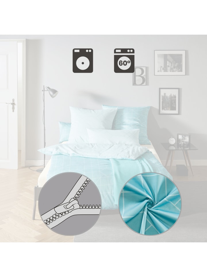 Erwin Müller Mako-Satin Wendebettwäsche in blau günstig kaufen