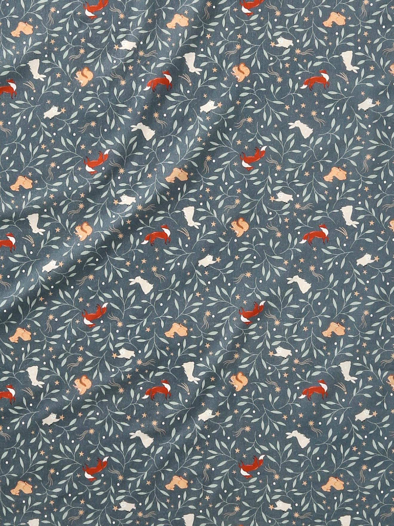 Lot de 2 emballages tissu furoshiki Brocéliande bleu imprimé