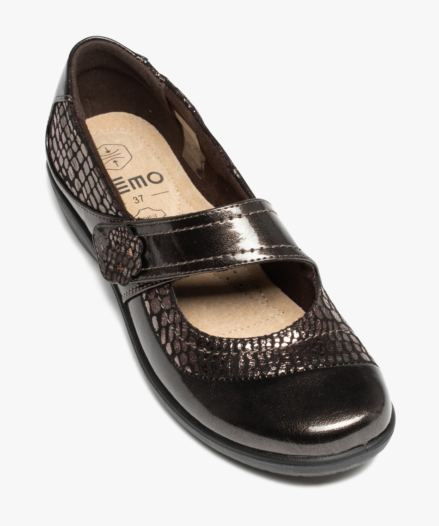 Chaussures confort femme en matière scintillante bronze | GEMO
