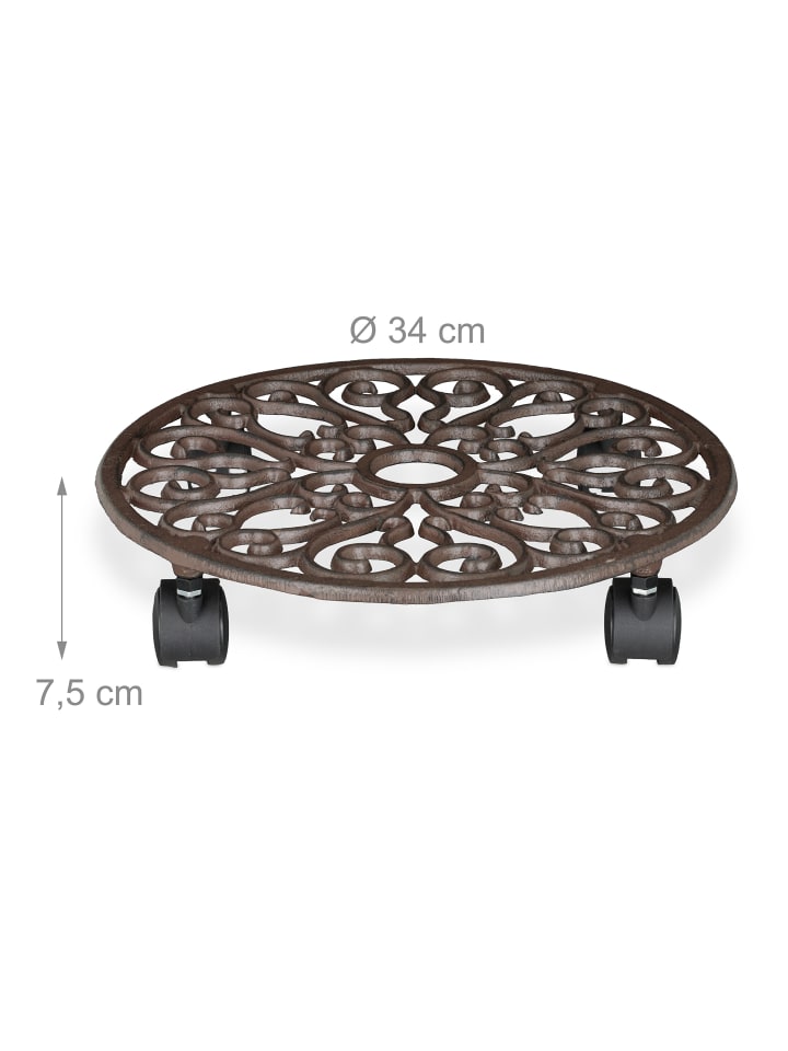 relaxdays 2 x Pflanzenroller in Braun - (H)7,5 x Ø34 cm günstig kaufen onesize