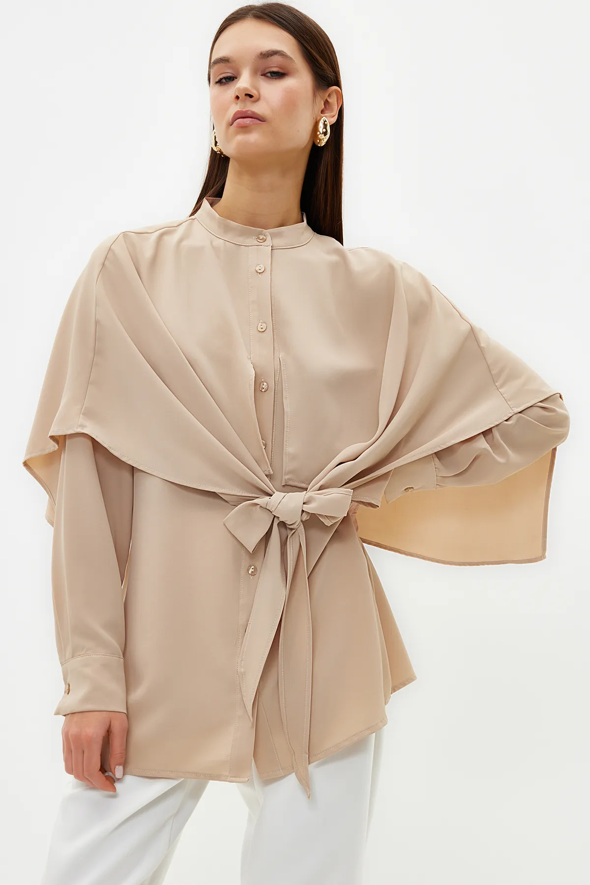 Trendyol Modest  Stone Judge Kragen Krawattenschal Detailliertes gewebtes Hemd TCTSS24TG00001