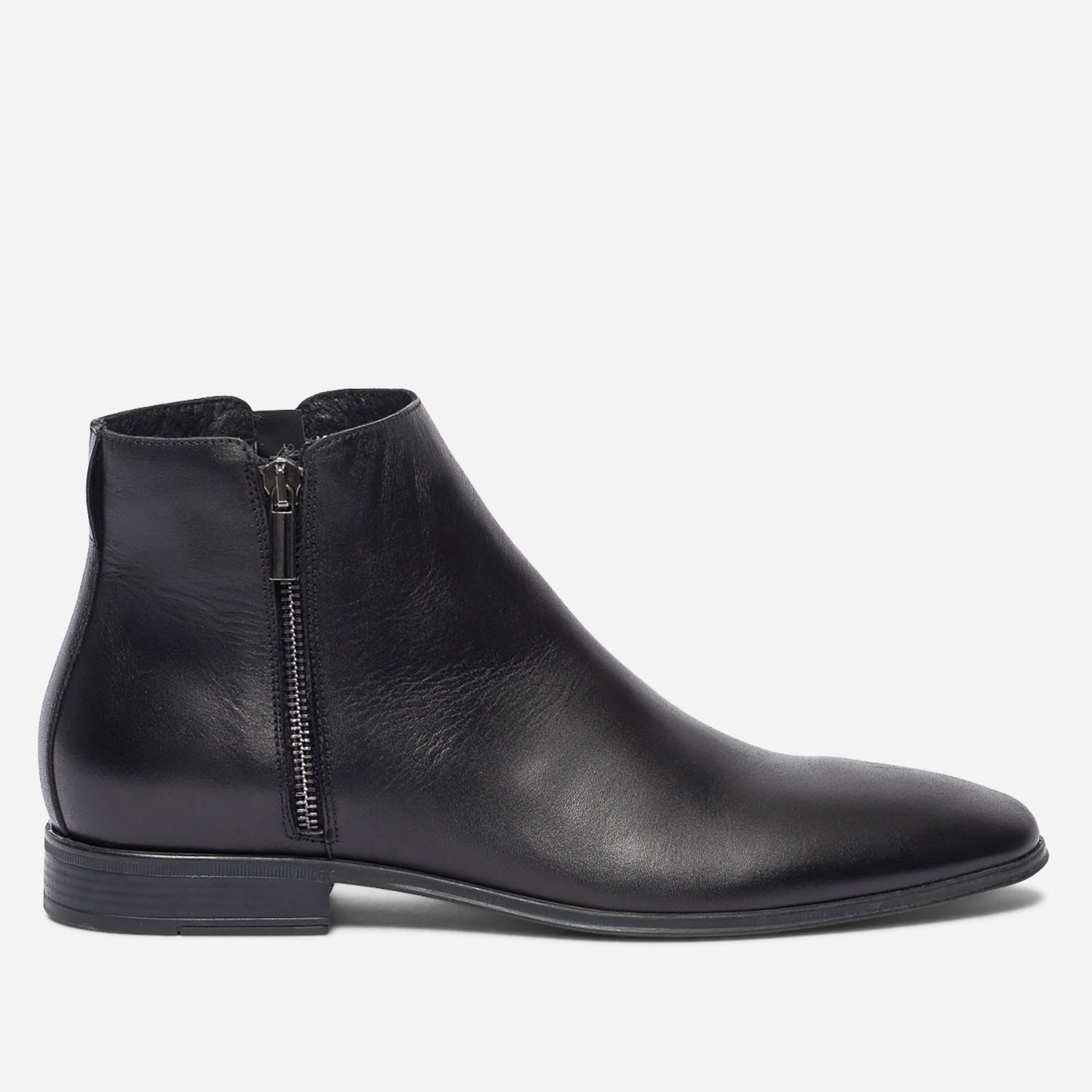 Boots noir en cuir à double zips