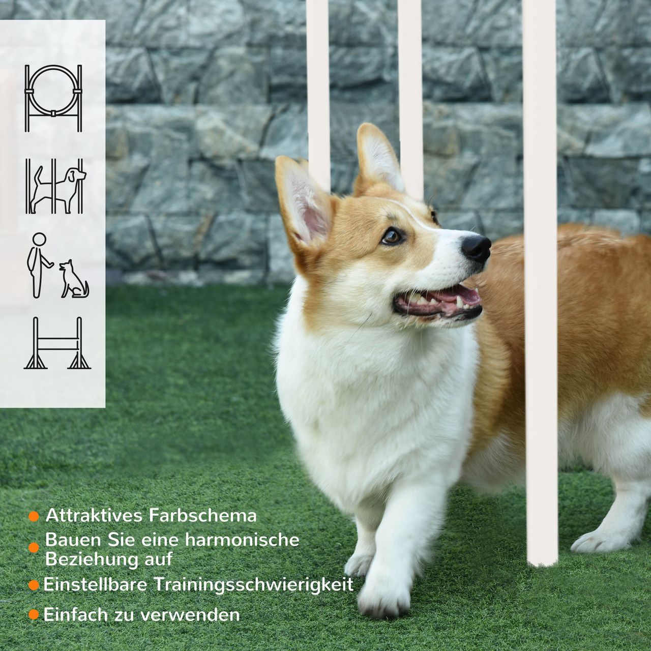 PawHut Agility Set Hunde, 5er-Set Hundetraining Steckhürdenset mit Tragetasche
