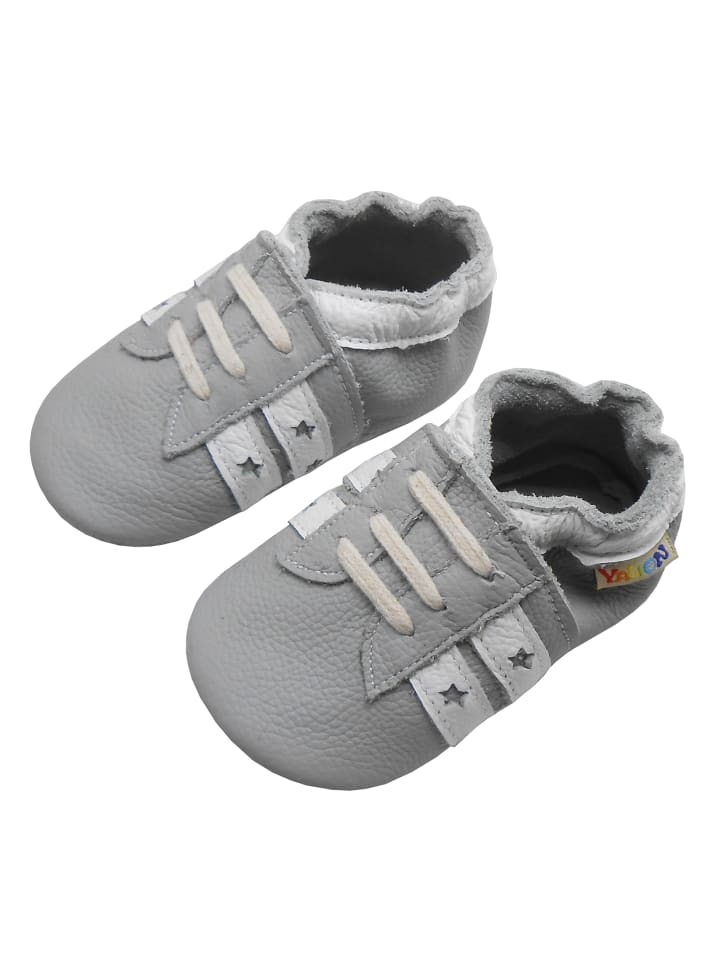 Yalion Leder-Krabbelschuhe in Grau günstig kaufen