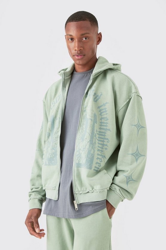 Kastiger Oversize Hoodie mit rohem Saum