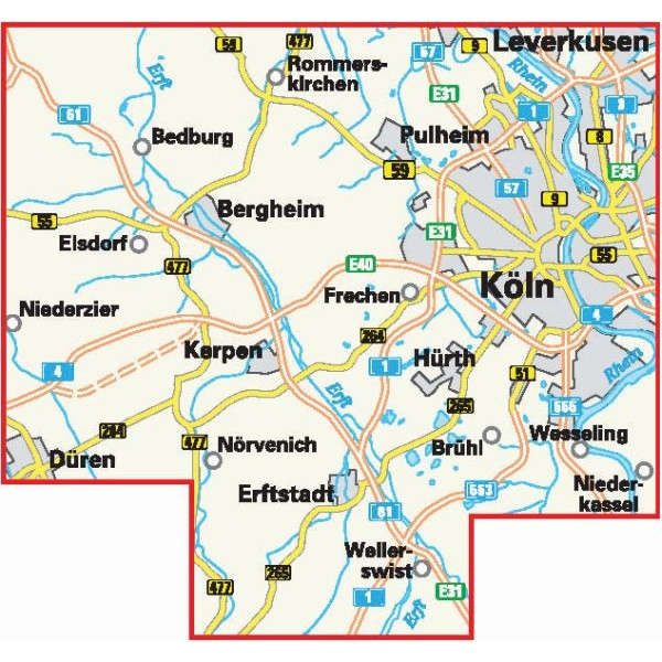 KARTE DIE SCHÖNSTEN RADTOUREN IM RHEIN-ERFT-KREIS - Fahrradkarte
