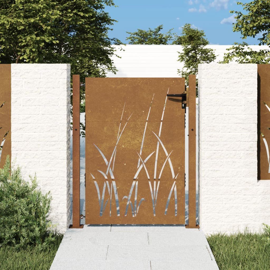 vidaXL Gartentor Gartentor 105x130 cm Cortenstahl Gras-Design