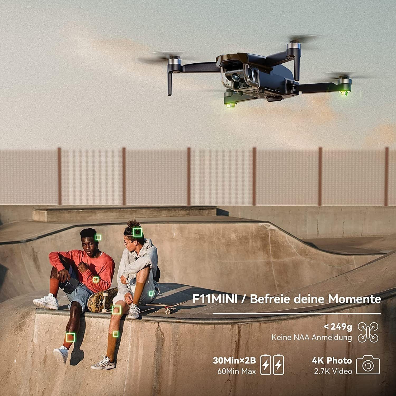 Ruko F11 Drohne (4096x3072P, MINI Drohne mit Kamera 4K 5GHz WiFi, 2.7K/25fps FPV Vedio, Leichte, 60 Min.Flugzeit,intelligentes GPS-Fliegen,anfängerfreundlich)