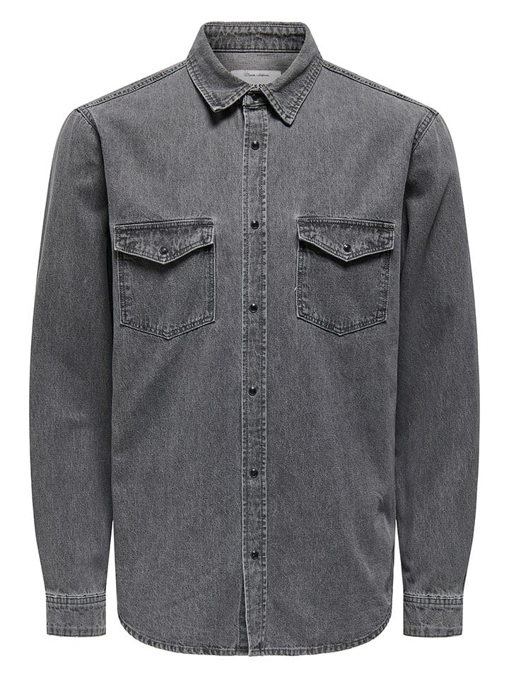 ONLY & SONS Jeanshemd - Regular fit - in Grau günstig kaufen