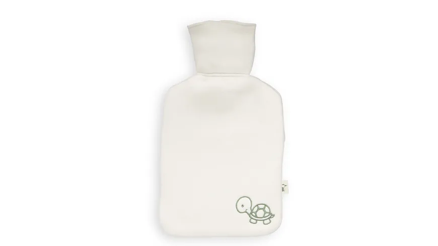 Grünspecht Naturkautschuk-Wärmflasche mit Bio-Bezug klein beige, grün