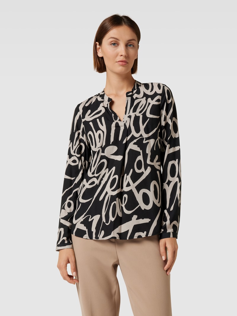 Blusenshirt mit Allover-Muster in schwarz