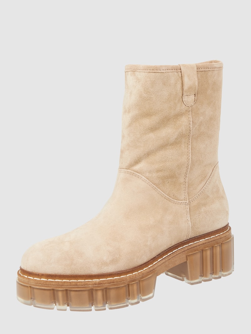 Boots in Veloursleder-Optik in camel