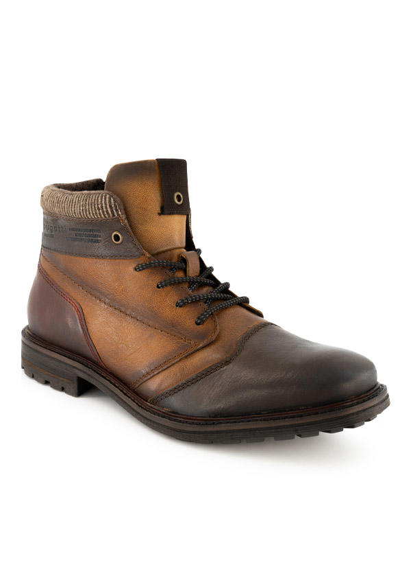 bugatti, Schnürboots, Leder warmgefüttert, cognac
