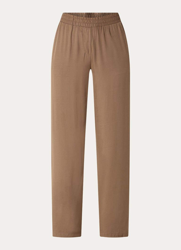 Pantaloni OPUS Mimas cu croială lejeră, talie înaltă și buzunare laterale.
