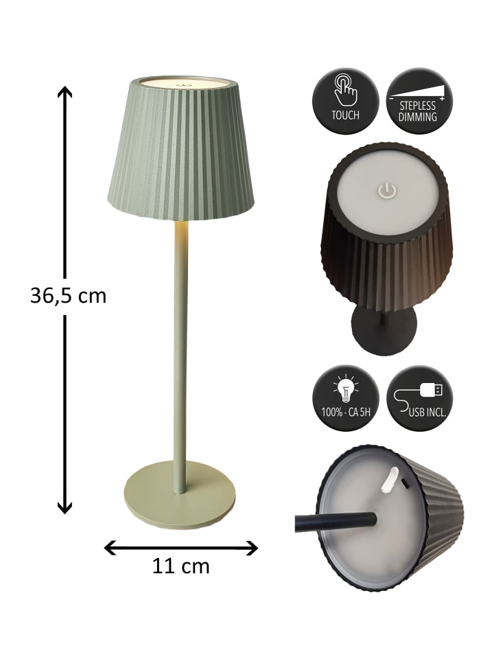Coen Bakker LED Tischlampe dimmbar Touch Farbwechsler IP44 Innen & Außen 36,5x11cm in Grün günstig kaufen onesize