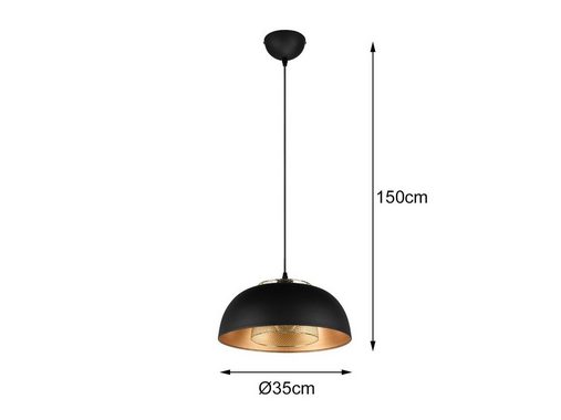 meineWunschleuchte LED Pendelleuchte, Dimmfunktion, LED wechselbar, warmweiß, Designer Esstischlampe einflammig über Kücheninsel Schwarz Gold, 35cm